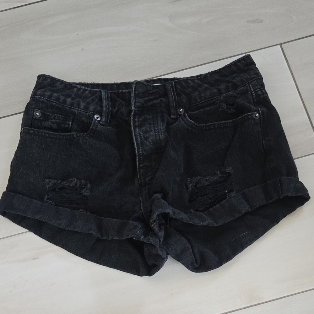 Muse Black Ripped Jean Shorts